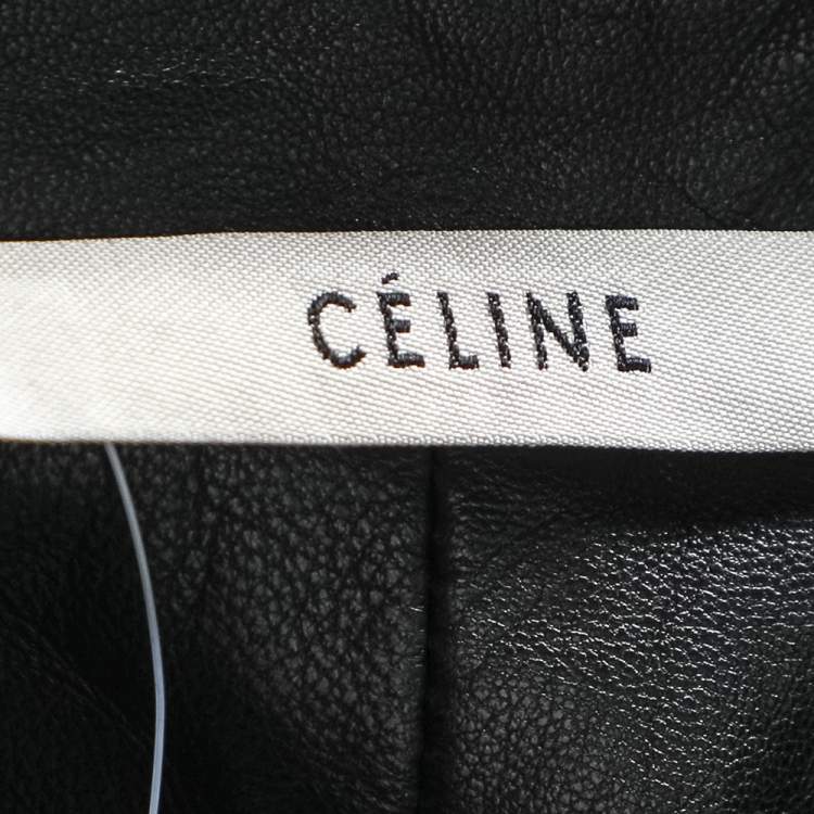 Pre Owned Celine Black Leather Drawstring Tie Cropped Cape M