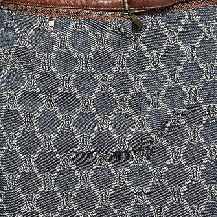 مملوكة مسبقًا Celine Indigo Macadam Denim Detachable Leather Belt Skirt M