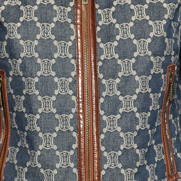 Pre Owned Celine Indigo Macadam Denim Zip Front Jacket M