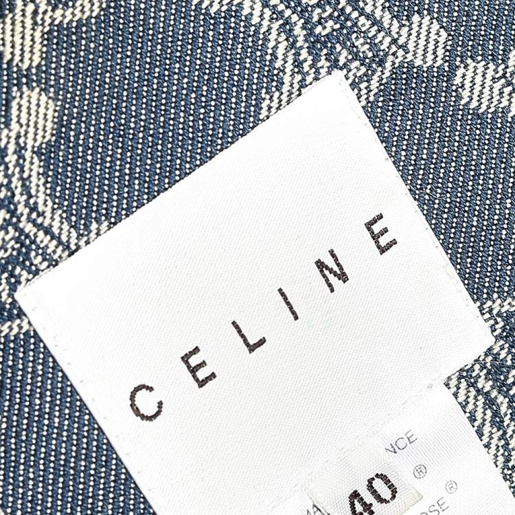 Pre Owned Celine Indigo Macadam Denim Zip Front Jacket M