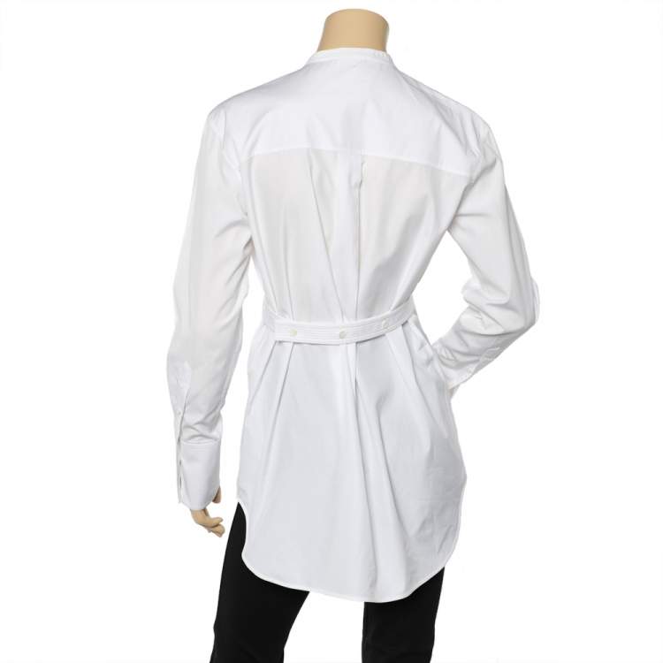 Pre Owned Celine White Cotton Long Sleeve Button Front Tuxedo Shirt M