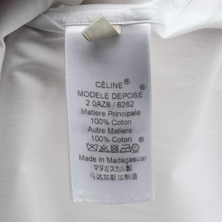 Pre Owned Celine White Cotton Long Sleeve Button Front Tuxedo Shirt M