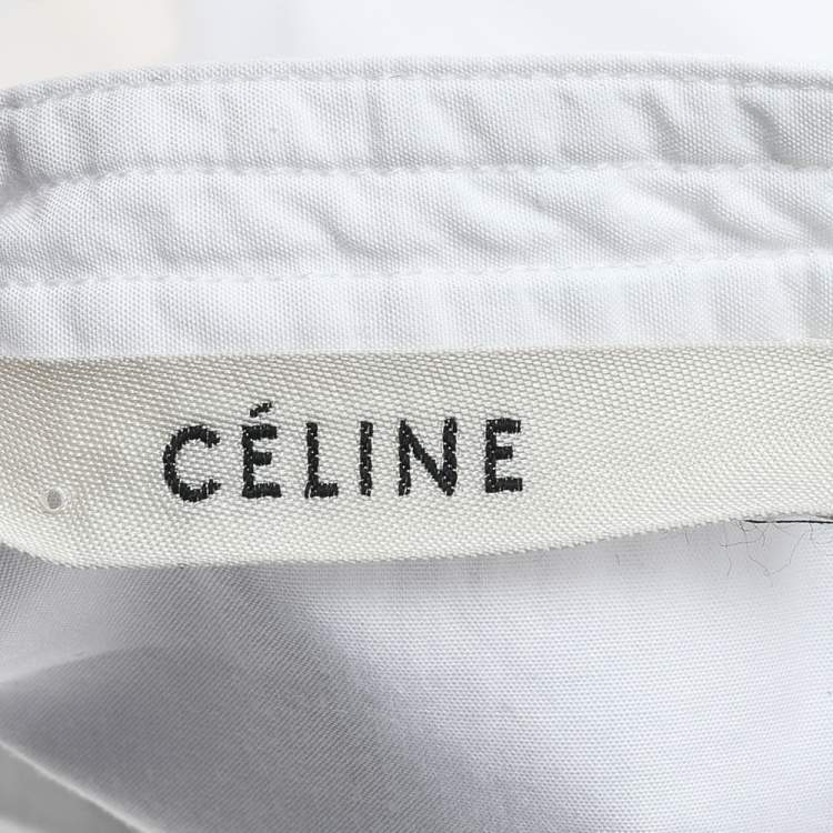 Pre Owned Celine White Cotton Long Sleeve Button Front Tuxedo Shirt M