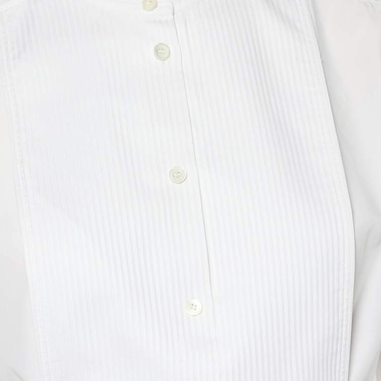 Pre Owned Celine White Cotton Long Sleeve Button Front Tuxedo Shirt M