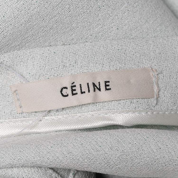 Pre Owned Celine Pale Green Crepe Cut Out Detail Maxi Dress L
