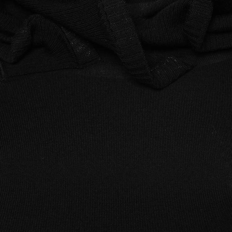 Pre Owned Celine Black Wool Knit Ruffled Structured Neck Detail Top S