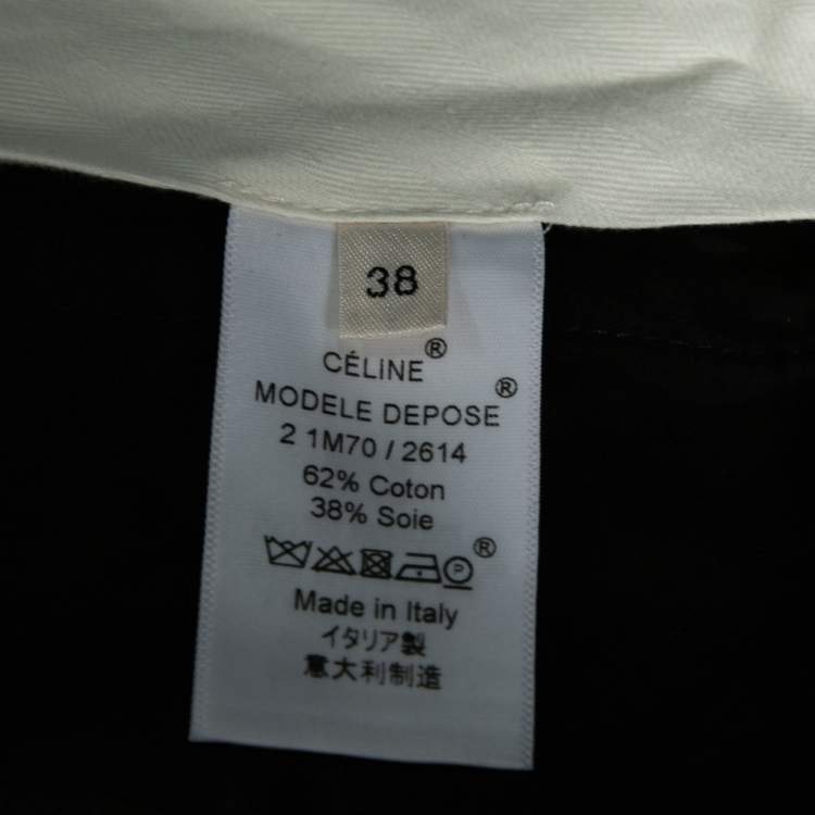 Pre Owned Celine Black Cotton & Silk Contrast Trim Detailed Flared Pants M