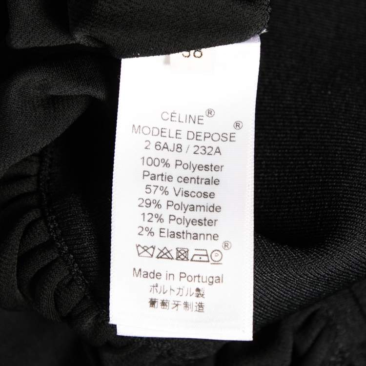 Pre Owned Celine Black Jersey & Knit Paneled Lace-Up Dress M