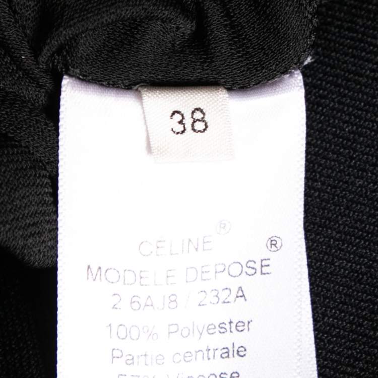 Pre Owned Celine Black Jersey & Knit Paneled Lace-Up Dress M
