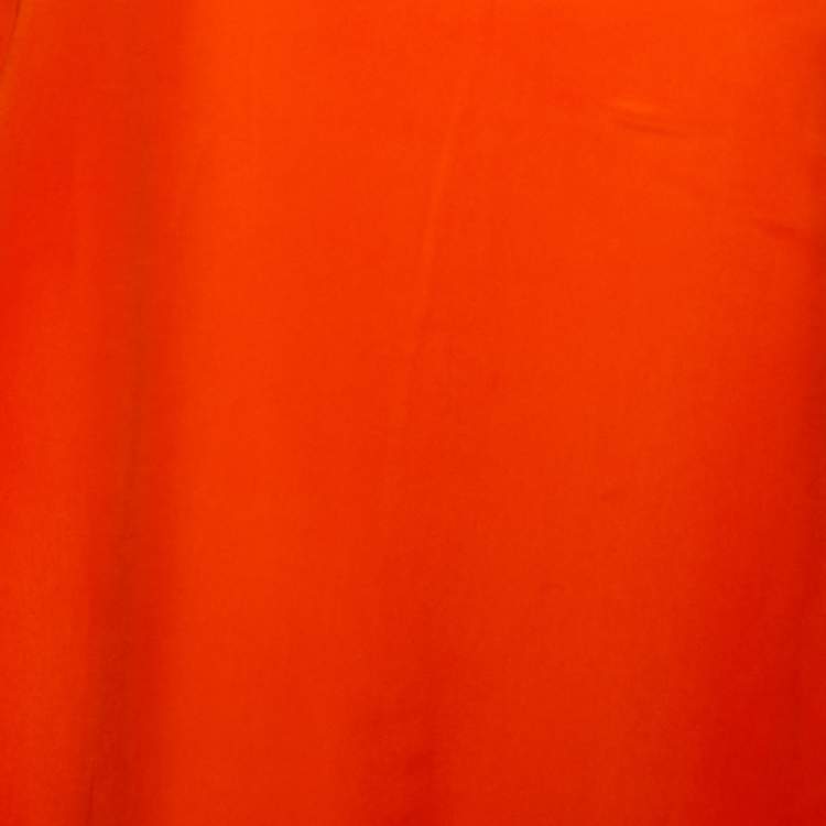 Pre Owned Celine Orange & White Paneled Crepe Dress L