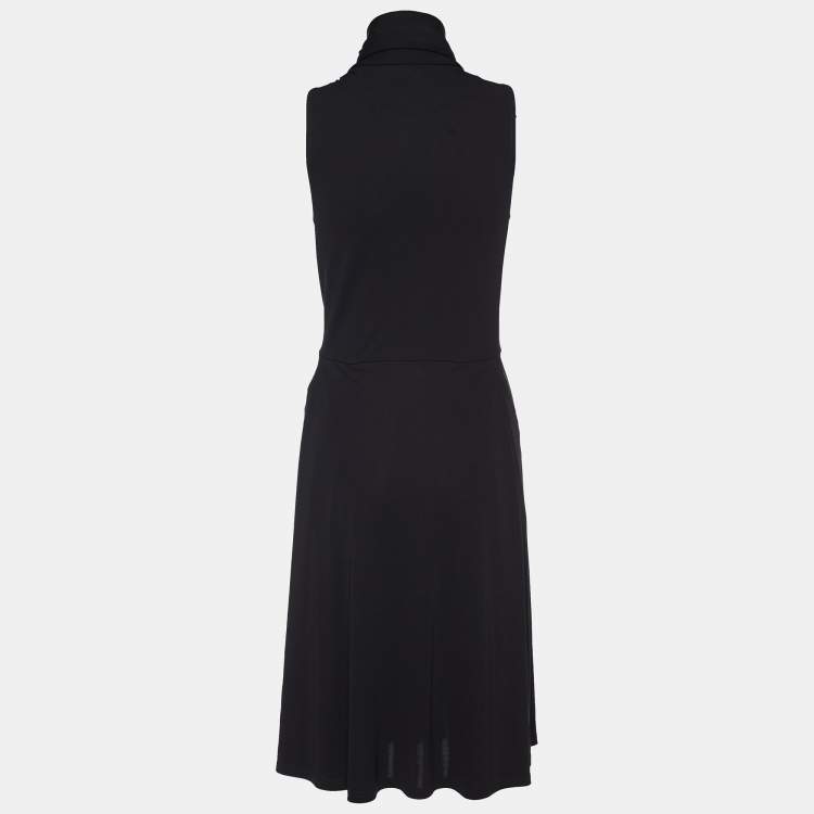 Pre Owned Celine Black Stretch Crepe Neck Tie Detail Sleeveless Dress L