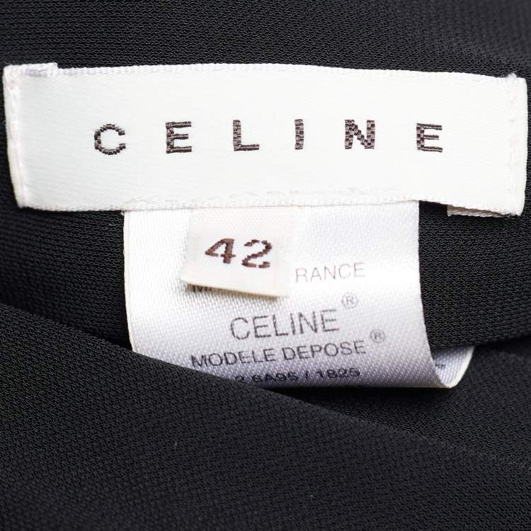 Pre Owned Celine Black Stretch Crepe Neck Tie Detail Sleeveless Dress L