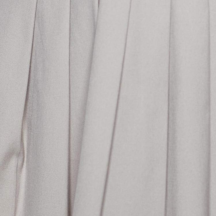 مملوكة مسبقًا Celine Light Beige Cotton Pleat Detailed Plunge Neck Dress XL