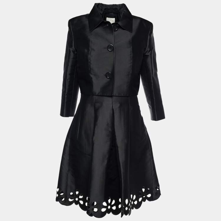 Pre Owned Celine Vintage Black Silk Halter Dress & Jacket Set L/XL