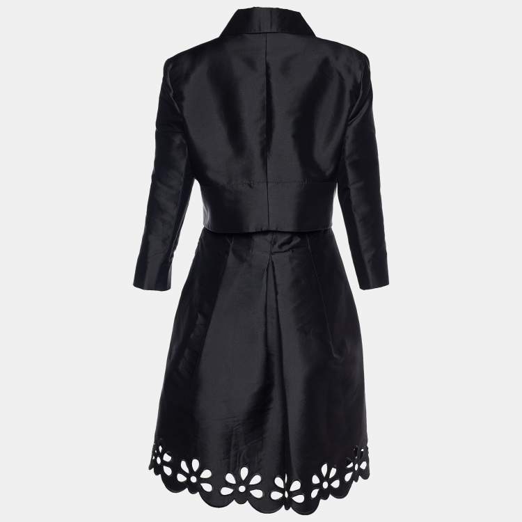 Pre Owned Celine Vintage Black Silk Halter Dress & Jacket Set L/XL