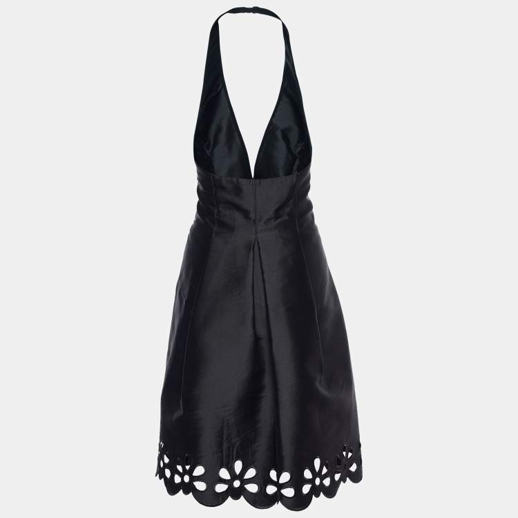 Pre Owned Celine Vintage Black Silk Halter Dress & Jacket Set L/XL
