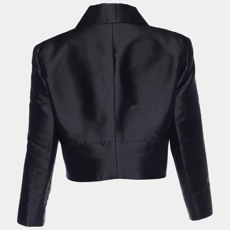 Pre Owned Celine Vintage Black Silk Halter Dress & Jacket Set L/XL