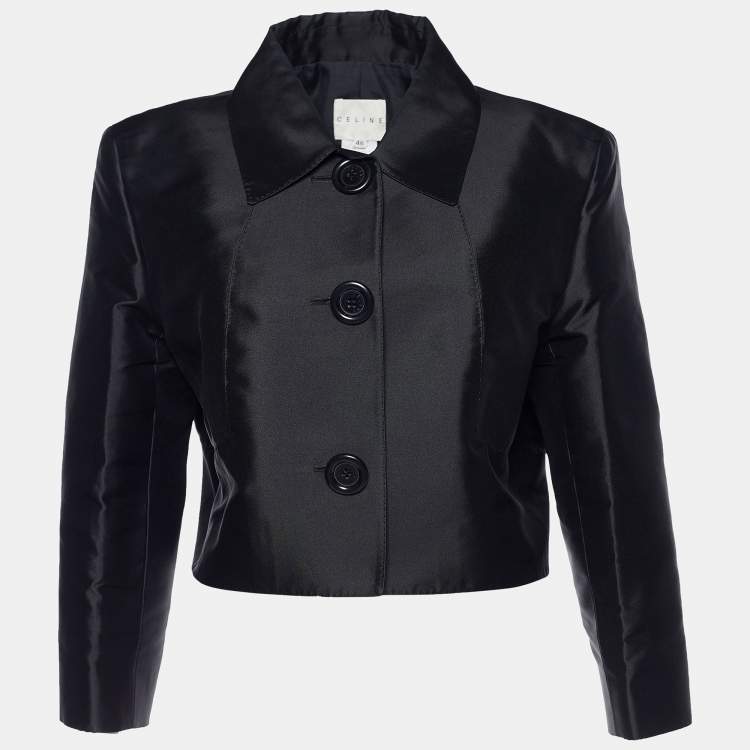 Pre Owned Celine Vintage Black Silk Halter Dress & Jacket Set L/XL