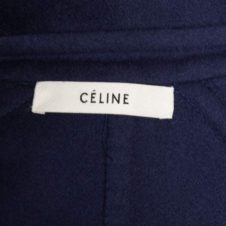 مملوكة مسبقًا Celine Blue Wool Open Front Coat M