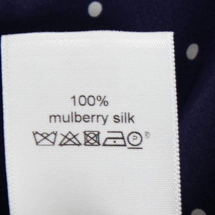 Pre Owned Celine Blue Polka Dotted Silk Button Front Shirt M