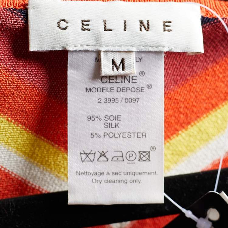 Pre Owned Celine Multicolor Striped Rib Knit Tunic M