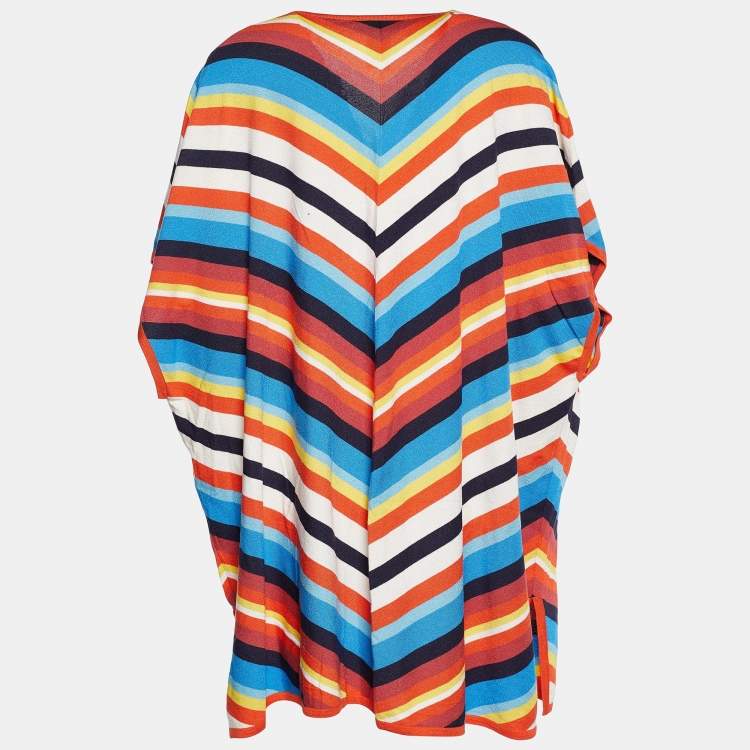 Pre Owned Celine Multicolor Striped Rib Knit Tunic M