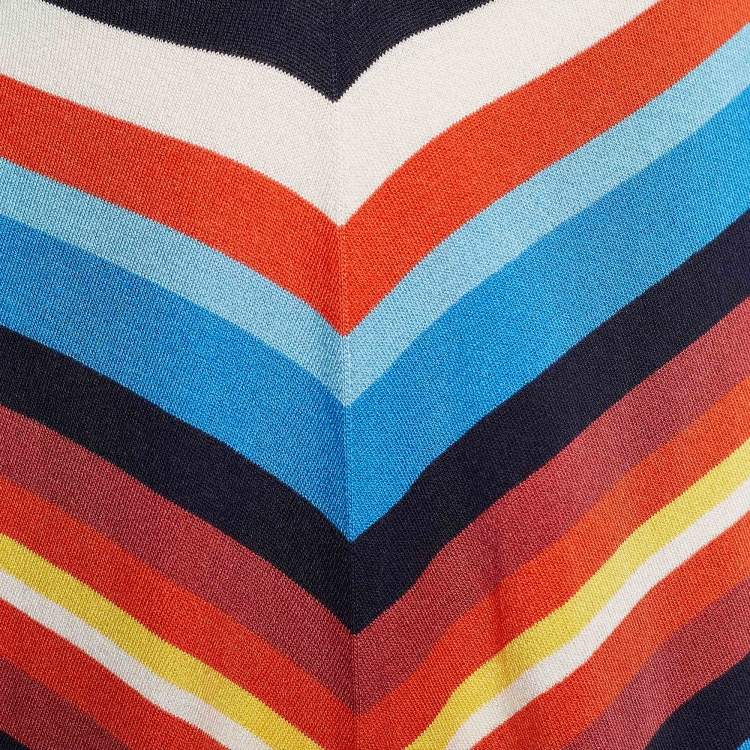 Pre Owned Celine Multicolor Striped Rib Knit Tunic M