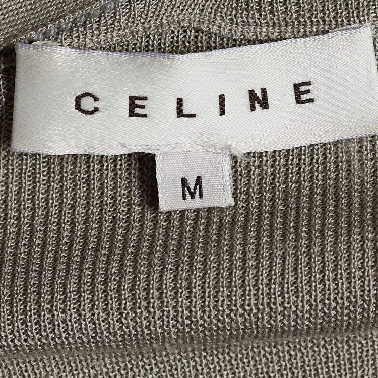 Pre Owned Celine Grey Jersey Beaded Detail Blouse M