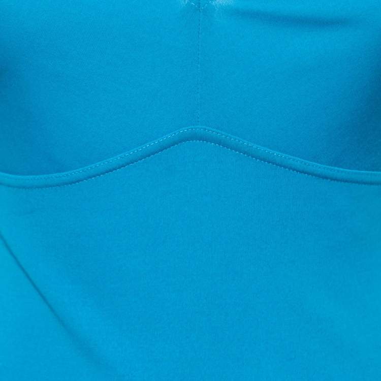 Pre Owned Celine Blue Jersey V-Neck Top M