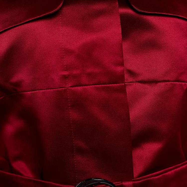 مملوكة مسبقًا Celine Wine Red Satin Belted Mid Length Coat M