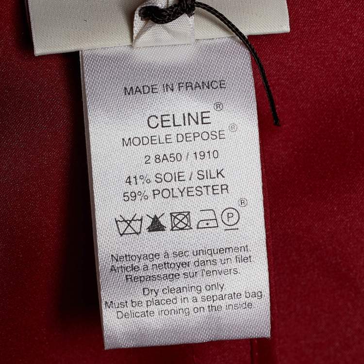 مملوكة مسبقًا Celine Wine Red Satin Belted Mid Length Coat M