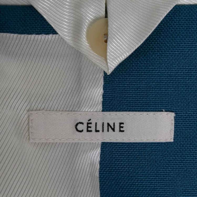 Pre Owned Celine Blue Wool Long Sleeve Jacket M