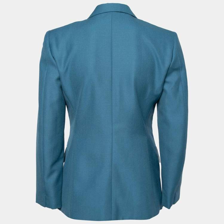 Pre Owned Celine Blue Wool Long Sleeve Jacket M