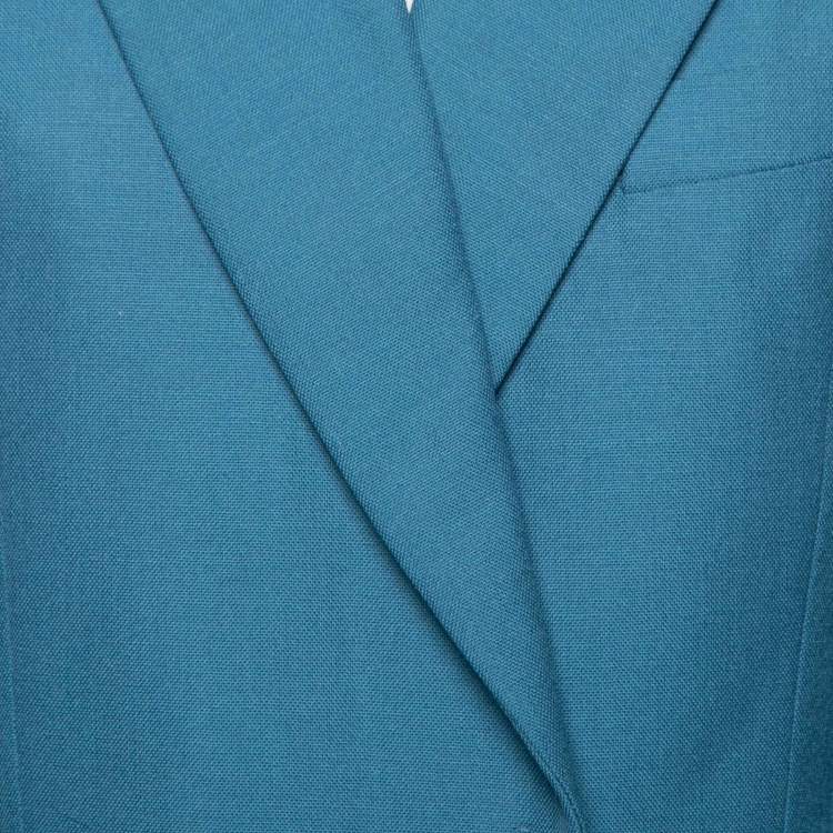 Pre Owned Celine Blue Wool Long Sleeve Jacket M