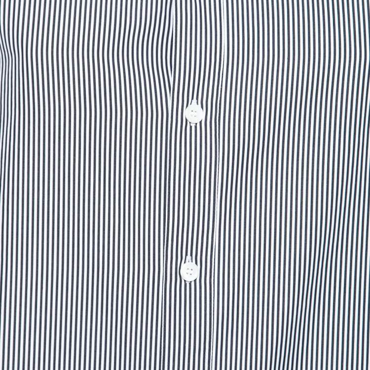 مملوكة مسبقًا Celine Black & White Striped Cotton Frilled Collar Shirt M