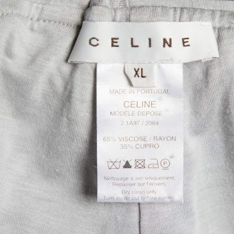 Pre Owned Celine Grey Jersey Logo Detail Sweatpants XL