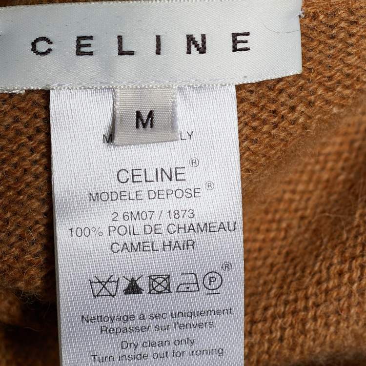 Pre Owned Celine Brown Camel Sweater Midi Dress M