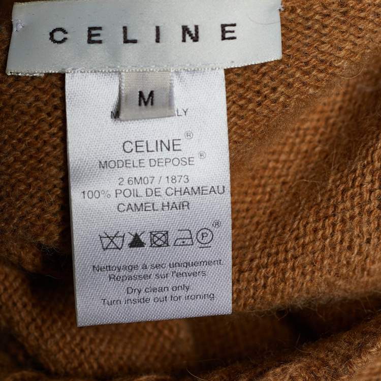 Pre Owned Celine Brown Camel Sweater Midi Dress M
