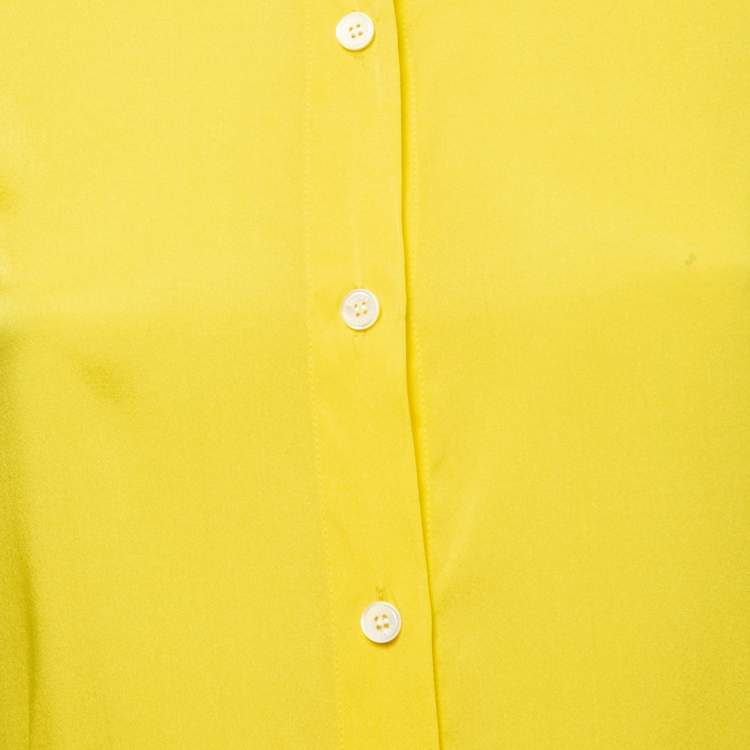 Pre Owned Celine Canary Yellow Silk Blend Button Front Shirt S