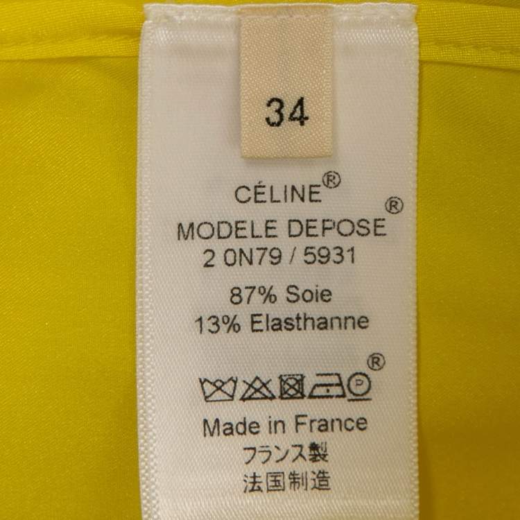 Pre Owned Celine Canary Yellow Silk Blend Button Front Shirt S