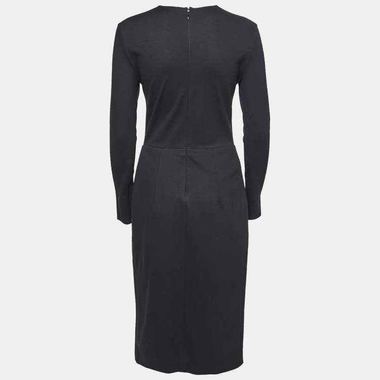 Pre Owned Celine Black Jersey Long Sleeves Midi Dress M