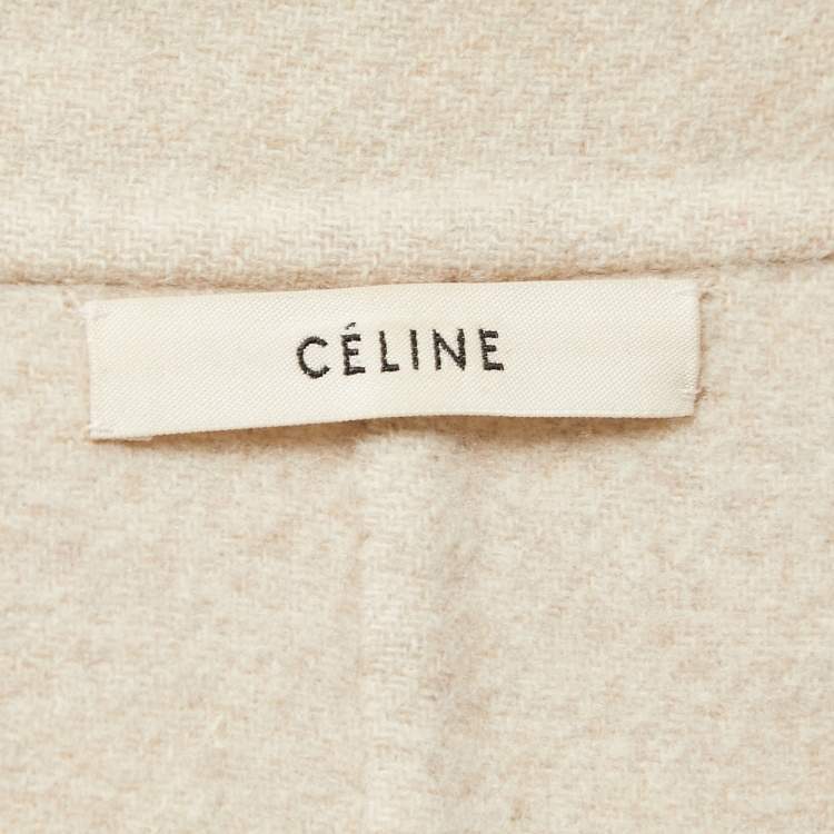 Pre Owned Celine Beige Cashmere Open Front Long Coat M