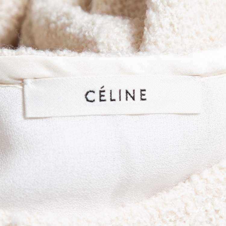 Pre Owned Celine Cream Wool Sleeveless Top M