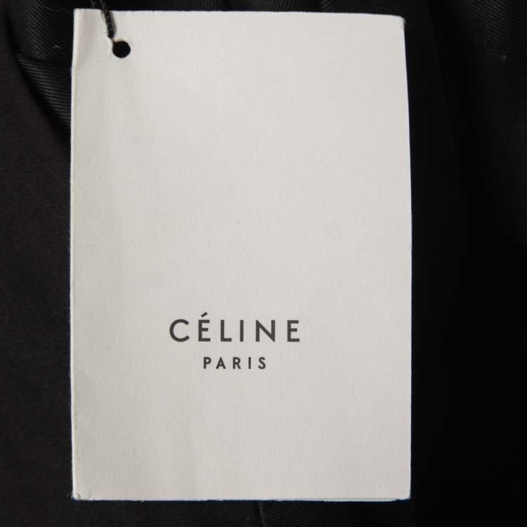 Pre Owned Celine Black Cotton Plunge Neck Midi Dress S