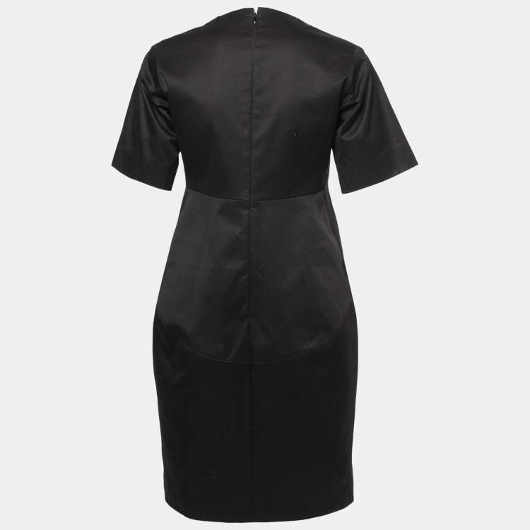 Pre Owned Celine Black Cotton Plunge Neck Midi Dress S