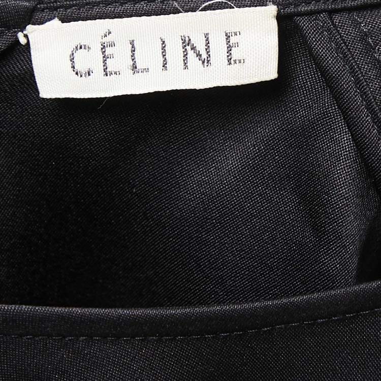 Pre Owned Celine Black Silk Satin Sleeveless Low Back Midi Dress S