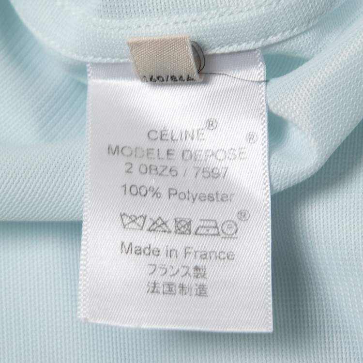 Pre Owned Celine Light Blue Synthetic Button Front Full Sleeve Shirt M