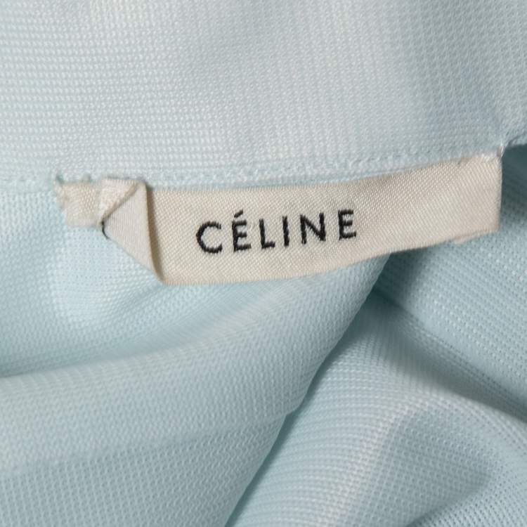 Pre Owned Celine Light Blue Synthetic Button Front Full Sleeve Shirt M