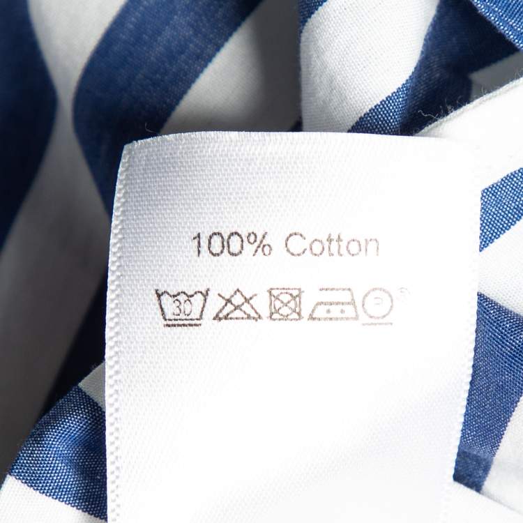 Pre Owned Celine Blue & White Striped Cotton Oversized Blouse S