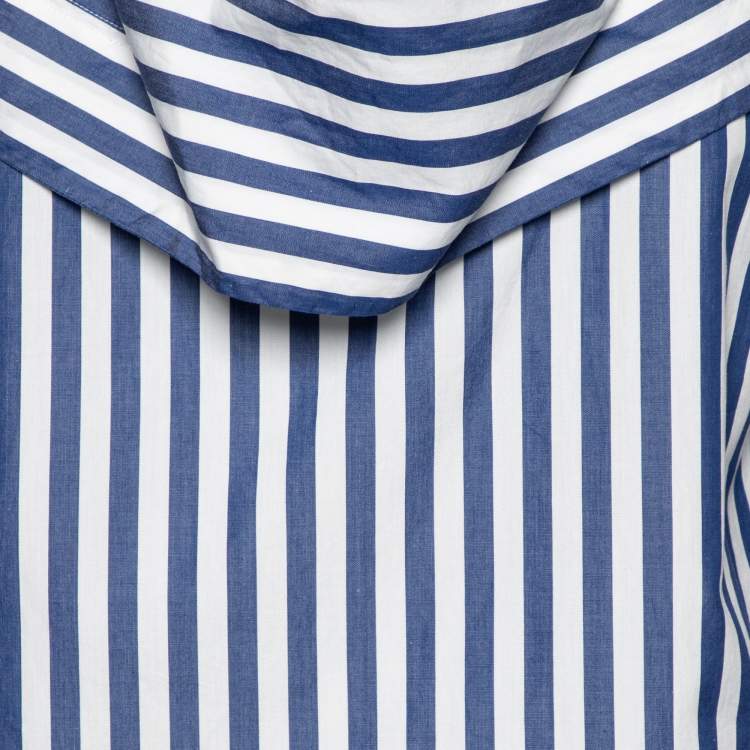 Pre Owned Celine Blue & White Striped Cotton Oversized Blouse S